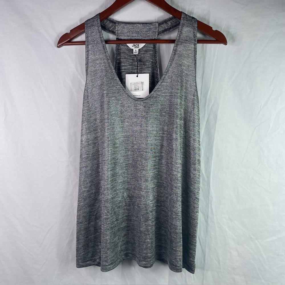 NWT Jack by BB Dakota Womens Silver Metallic Gray Tank Top Size S Party club